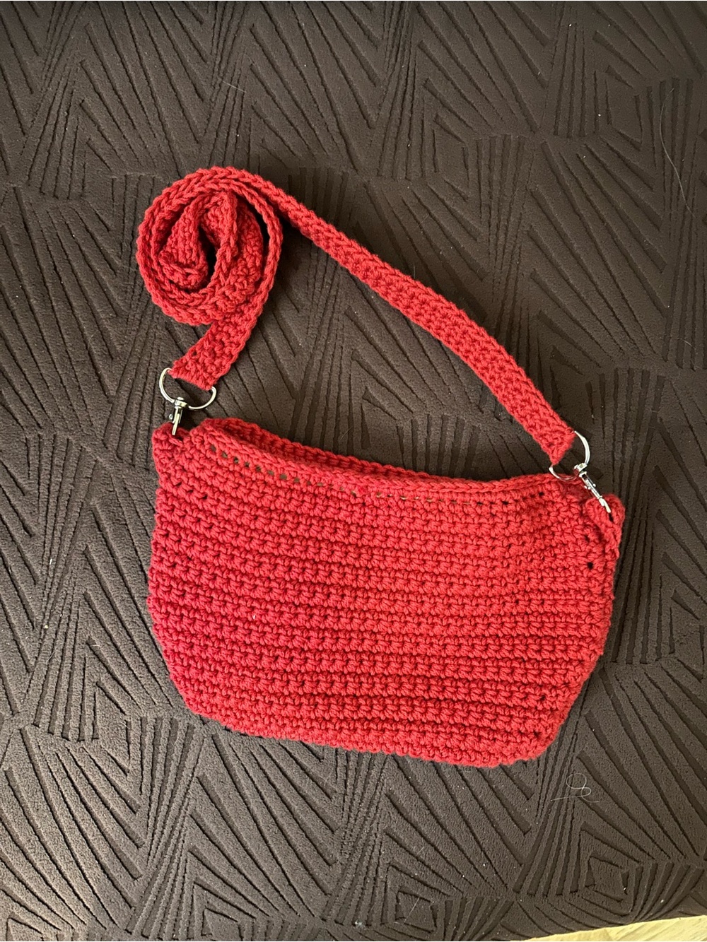 Handcrafted Red Crochet Crossbody Bag